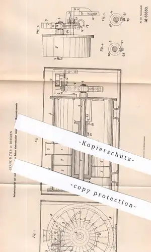 original Patent - Franz Meyer , Dresden , 1892 , Selbstverkäufer | Automat , Verkaufsautomat , Warenautomat | Kasse