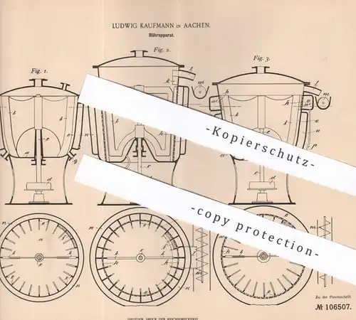 original Patent - Ludwig Kaufmann , Aachen , 1898 , Rührapparat | Rührwerk , Schleuder | Salz , Chemie