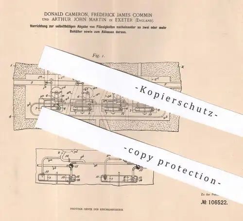 original Patent - Donald Cameron , Frederick James Commin , Arthur John Martin , Exeter , England | Wasser - Spülung !!