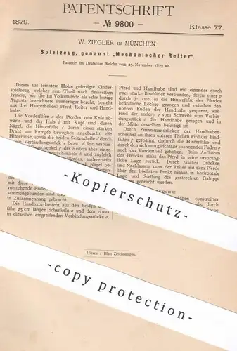 original Patent - W. Ziegler , München , 1879 , Spielzeug | Mechanischer Reiter | Spielfigur , Figuren , Kinder , Sport