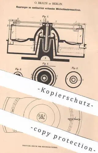 original Patent - O. Braun , Berlin , 1878 , Milchschleudermaschine | Milchschleuder | Milch , Schleuder !!