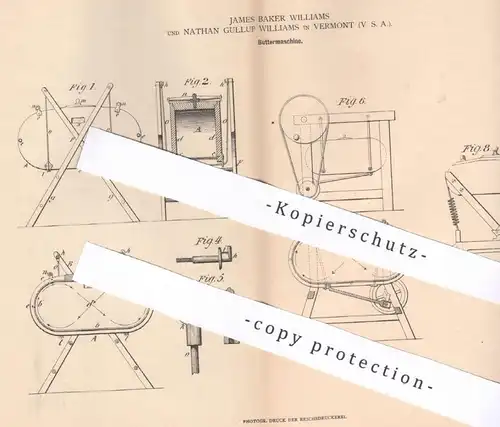 original Patent - James Baker Williams , Nathan Gullup Williams , Vermont , USA , 1880 , Buttermaschine | Butter