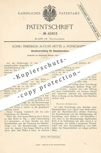 original Patent - König Friedrich August Hütte , Potschappel / Freital | 1888 | Abstellvorrichtung für Dampfmaschinen !!