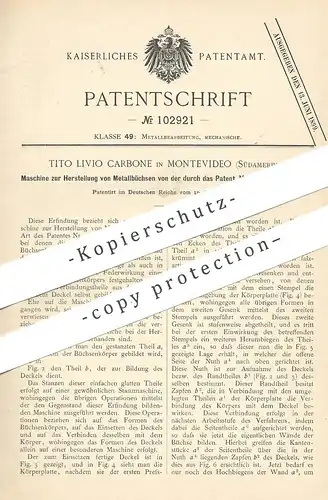 original Patent - Tito Livio Carbone , Montevideo , Südamerika , 1898 , Metallbüchse | Metall , Büchse , Dose