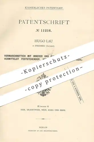 original Patent - Hugo Lau , Freiberg / Sachsen , 1880 , Vormaischbottich mit Kühlung | Kühltaschen , Maische , Bier !!