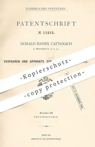 original Patent - Donald Daniel Cattanach , Providence , USA , 1880 , Behandlung von Öl | Öle , Leinöl , Fett , Fette !