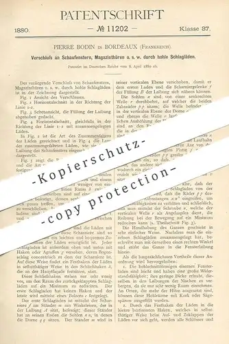 original Patent - Pierre Bodin , Bordeaux , Frankreich , 1880 , Verschluss für Türen , Schaufenster , Vitrine , Tür !!!