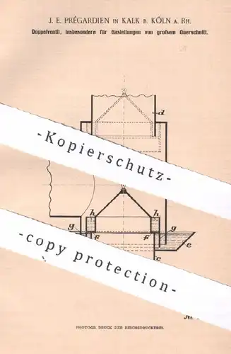 original Patent - J. E. Prégardien , Kalk / Köln / Rhein , 1901 , Doppelventil für Gasleitung | Gas , Ventil , Flantsch