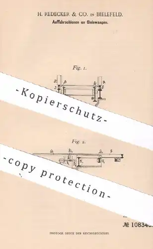 original Patent - H. Redecker & Co. , Bielefeld 1898 , Auffahrschiene an Gleiswaage | Waage , Waagen , Eisenbahn , Gleis