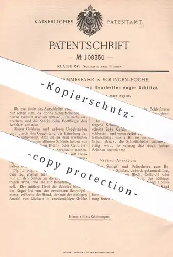 original Patent - Gottlieb Hammesfahr , Solingen / Foche , 1899 , Schleifscheibe , Polierscheibe | Schleifen , Polieren