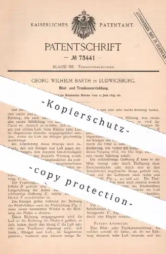 original Patent - Georg Wilhelm Barth , Ludwigsburg , 1893 , Röstung , Trocknung | Kaffee , Getreide , Kakao | Rösten