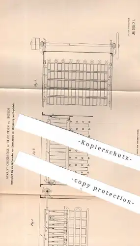 original Patent - August Osenbrück , Hemelingen / Bremen , 1885 ,  Eismaschine für Kristalleis | Eis , Rüttelwerk !