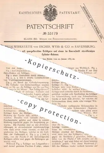 original Patent - Filialwerkstätte von Escher , Wyss & Co. Ravensburg , 1885 , Sichtemaschine | Mühle , Mehl , Müller