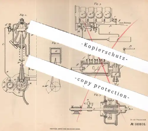 original Patent - Adolph Saurer , Arbon , Schweiz , 1905 , mehrzylindrige Explosionskraftmaschine | Gasmotor | Gas Motor