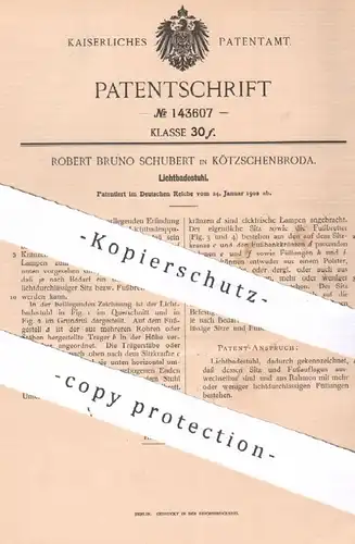 original Patent - Robert Bruno Schubert , Kötzschenbroda , 1902 , Lichtbadestuhl | Badestuhl | Stuhl , Baden , Licht
