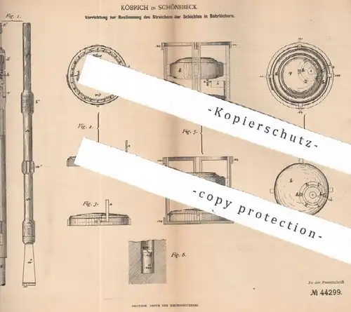 original Patent - Köbrich , Schönebeck , 1887 , Streichen der Schichten im Bohrloch | Bergbau , Bergwerk | Oeynhausen