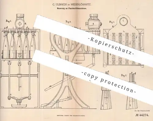 original Patent - C. Ulbrich , Niederlössnitz , 1887 , Flaschenfüllmaschinen | Flaschen befüllen | Flasche , Getränke