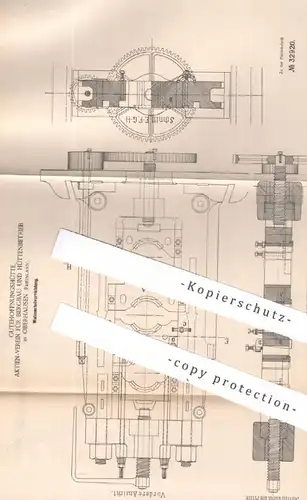 original Patent - Gutehoffnungshütte Aktien-Verein für Bergbau & Hüttenbetrieb Oberhausen | 1885 | Walze , Walzen !!