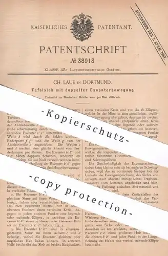 original Patent - Ch. Laue , Dortmund , 1886 , Tafelsieb | Sieb , Siebe , Sieben | Landwirtschaft , Gärtner