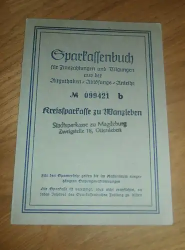 altes Sparbuch Wanzleben / Groß Ottersleben , 1952 - 1955 , Rudolf und Anna Zwach in Ottersleben  , Sparkasse , Bank !!!