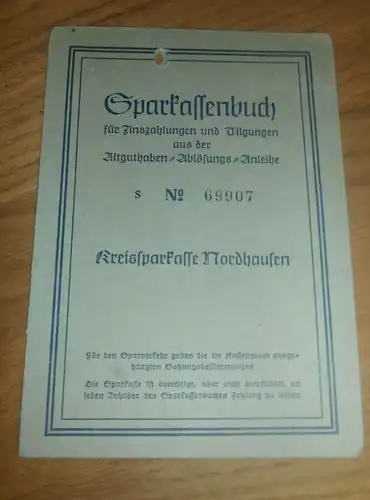 altes Sparbuch Nordhausen , 1952 - 1955 , Christa Scholkmann in Niedersachswerfen , Harztor , Sparkasse , Bank !!!