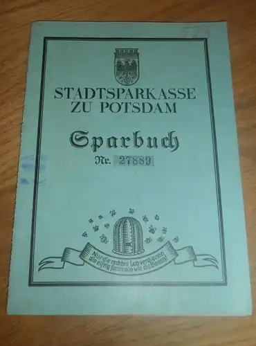 altes Sparbuch Potsdam , 1936 - 1944 , Frieda Seidel , Sparkasse , Bank !!!