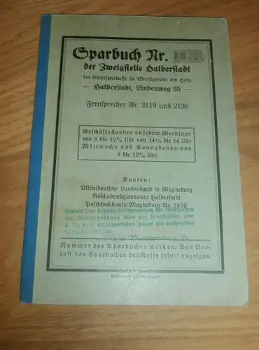 altes Sparbuch Halberstadt , 1937 - 1946 , Liesbeth Werner geb. Krause , Sparkasse , Bank !!!