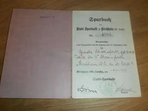 altes Sparbuch Kirchhain / Lausitz , 1938 - 1944 , Giesela Schweinfurth , Sparkasse , Bank !!!