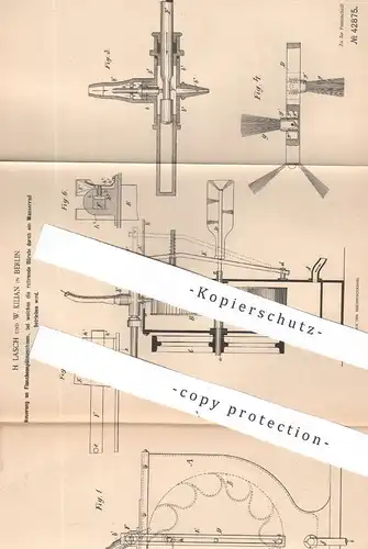 original Patent - H. Lasch , W. Kilian , Berlin , 1887 , Flaschenspülmaschine mit Wasserrad - Betrieb für die Bürste !!