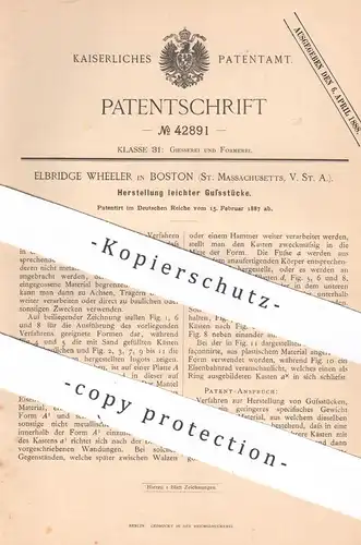 original Patent - Elbridge Wheeler , Boston , Massachusetts , USA , 1887 , Gusseisen | Guss , Gussmetall | Ingots