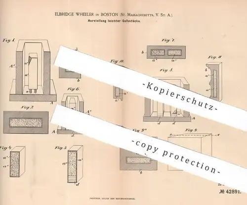 original Patent - Elbridge Wheeler , Boston , Massachusetts , USA , 1887 , Gusseisen | Guss , Gussmetall | Ingots