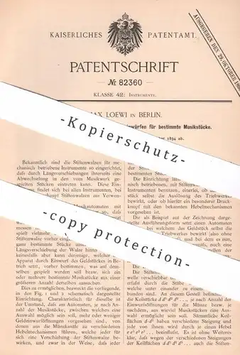 original Patent - Max Loewi , Berlin , 1894 , Selbstkassierendes Musikwerk | Musik - Automat | Disco