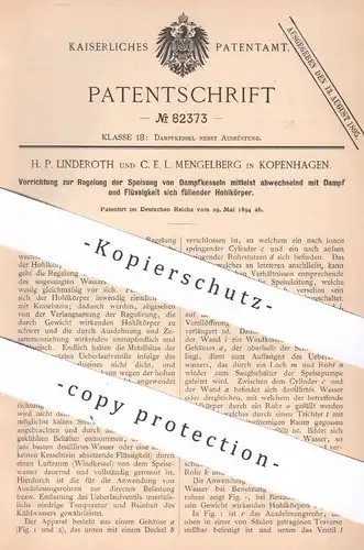 original Patent - H. P. Linderoth , C. E. L. Mengelberg , Kopenhagen , Dänemark | 1894 | Dampfkessel - Speisung | Kessel