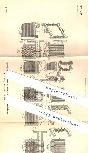 original Patent - Theisen & Langen , Köln / Rhein , 1887 | Wellblech - Rahmen für Kühlapparat | Kühlung , Kondensation