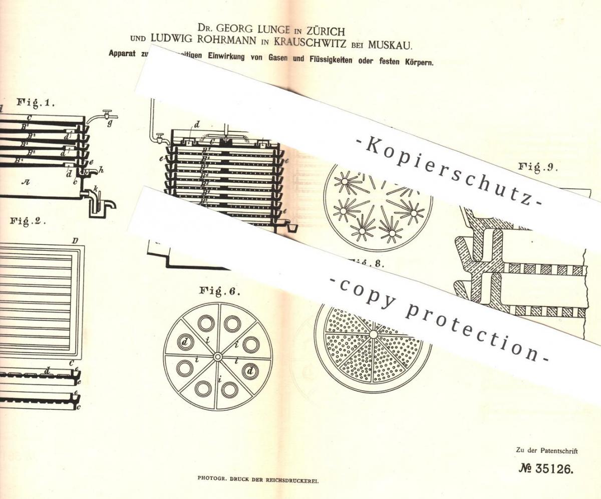 original Patent Dr. Lunge , Zürich Ludwig Rohrmann