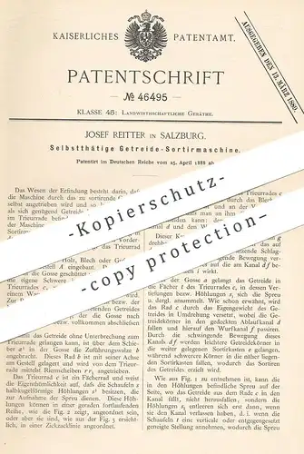 original Patent - Josef Reitter , Salzburg , Österreich , 1888 , Getreide - Sortiermaschine | Mühle , Landwirtschaft !!!