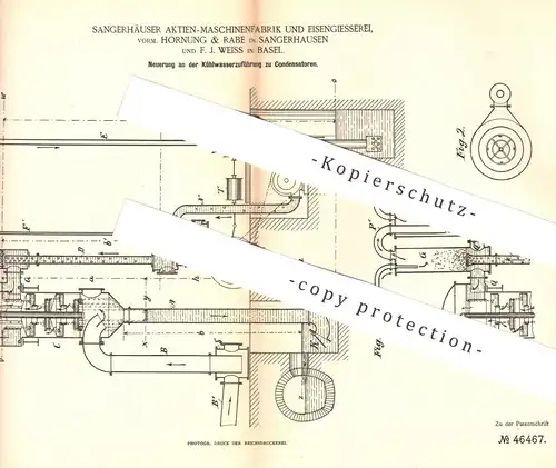 original Patent - Maschinenfabrik & Eisengiesserei , Hornung & Rabe , Sangerhausen | F. J. Weiss , Basel | Kondensator