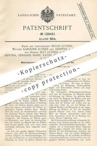 original Patent - Erben v. Hugo Luther : Karoline Luther / Herpfer & Kinder , Goslar | Walzeneinspeisung | Walze , Mühle