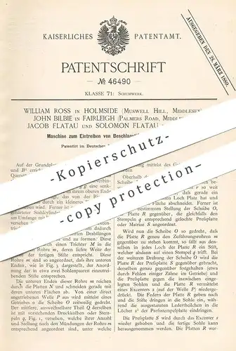 original Patent - William Ross , John Bilbie , Jacob u. Solomon Flatau | London , England | Schuhsohle | Schuster Schuhe