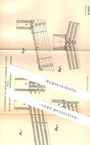 original Patent - A. Kurzwernhart & E. Bertrand , Zuckmantel / Teplitz / Böhmen , 1886 , Guss aus Stahl , Eisen | Ingot