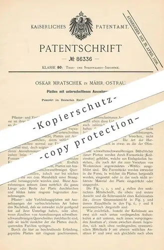 original Patent - Oskar Mratschek , Mähr. Ostrau 1894 , Platten zum Pflastern , Verkleiden | Wandplatte , Diele , Fliese