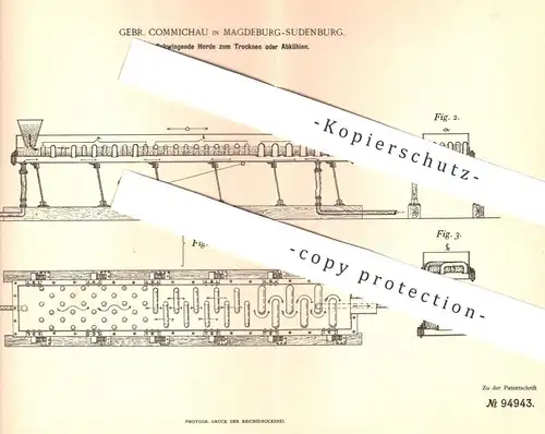 original Patent - Gebrüder Commichau , Magdeburg / Sudenberg , 1897 , Schwingende Horde zum Trocknen oder Abkühlen