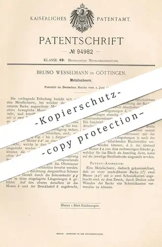 original Patent - Bruno Wesselmann , Göttingen , Metallschere | Metall - Schere | Schlosser , Schlosserei !!