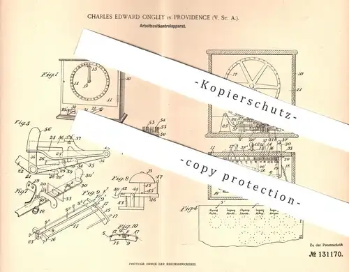 original Patent - Charles Edward Ongley , Providence , USA , 1901 , Arbeitszeit - Kontrolluhr | Uhr , Uhrwerk , Uhren !!