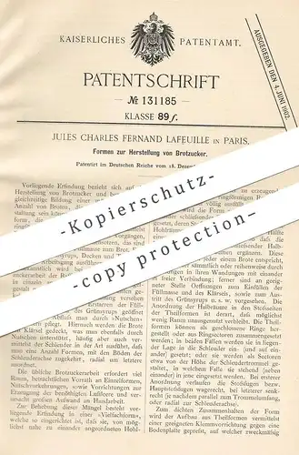 original Patent - Jules Charles Fernand Lafeuille , Paris Frankreich , 1900 , Formen zur Herst. von Brotzucker | Zucker