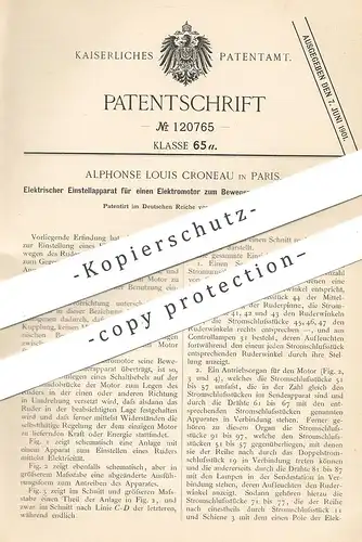 original Patent - Alphonse Louis Croneau , Paris , Frankreich 1899 , Elektromotor für Schiffe mit Ruder | Schiff - Motor