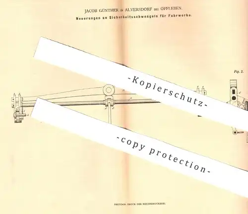 original Patent - Jacob Günther , Alversdorf / Offleben 1879 , Sicherheitsschwengel für Fuhrwerk | Kutsche , Pferdewagen