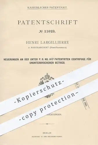 original Patent - Henri Largillierre , Boistrancurt , Frankreich , 1879 , Zentrifuge | Trommel , Trockner !!!