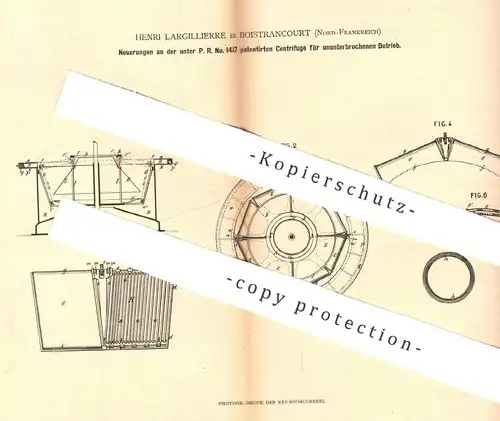 original Patent - Henri Largillierre , Boistrancurt , Frankreich , 1879 , Zentrifuge | Trommel , Trockner !!!