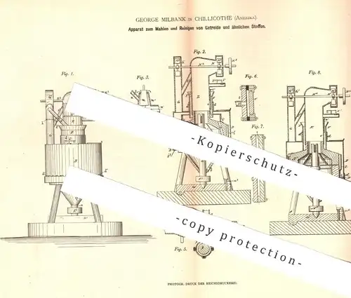 original Patent - George Milbank , Chillicothe , USA , 1880 , Mahlen u. Reinigen von Getreide | Mühle , Müller , Mehl !